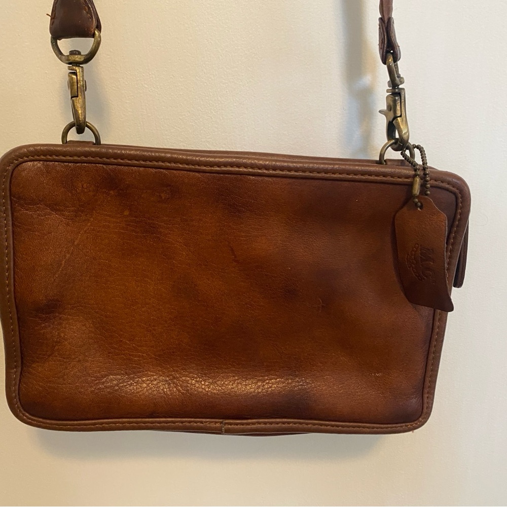 MC Brown Leather Crossbody Wallet Bag with Branded Tag